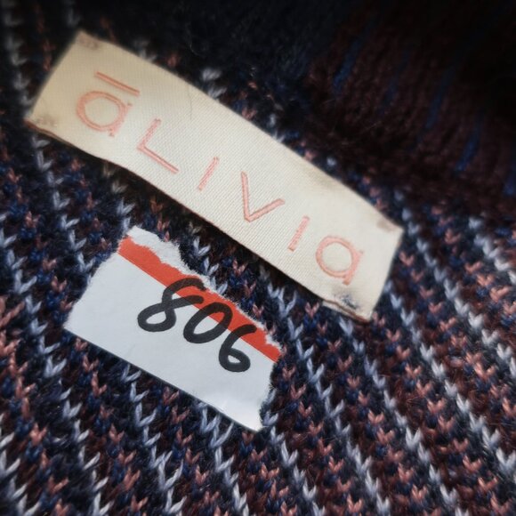 Women Alivia Blue Pink Leopard Alpaca Wool Knit V-Neck Cardigan Sweater L - Picture 9 of 10